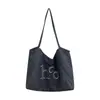 Bolso tote de mezclilla vintage estilo coreano para mujer, bolso de hombro de gran capacidad con estampado de letras, bolso de axila, bolso para el trabajo