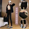 Calça feminina de tubarão, forrada com fleece e espessa para aquecimento, calça preta justa de outono, leggings de yoga, calça de base estilo Barbie, adequada para usar ao ar livre no outono e inverno.