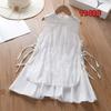 Vestido de Tirantes Blanco Liso Teñido Tie-Dye Estilo Étnico para Niños Vestido de Tirantes para Niñas Venta al por Mayor