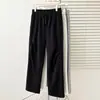 Pantalones Casuales de Pierna Recta con Cordón Elástico en la Cintura, Patchwork y Plisados, Diseño Nuevo de Otoño, Para Tallas Grandes de 100 kg 1030