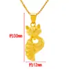 Pingente de raposa dourado areia estilo coreano da moda para mulheres, imitação de raposa fada 3D ouro duro, presente fofo, joia pingente banhada a ouro cobre