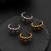 Aretes Ovalados Retro de Estilo Étnico con Forma de C Tallados Antiguos Retro para Mujer Moda Transfronteriza Europea y Americana Aretes Elegantes Simples