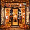 Tela colgante de Halloween, pancarta de decoración de ambiente para tienda, linterna de calabaza, arreglo de escena de pared de fondo para eventos en centros comerciales y jardines de infancia