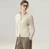 Estilo Old Money Cárdigan de Cachemira para Mujer Otoño/Invierno Nuevo Doble Cremallera Cuello Alto Suéter Ropa Exterior de Alta Gama