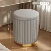 Taburete de Maquillaje, Silla de Tocador, Habitación de Niñas, Manicura, Lujo Ligero, Sensación de Gama Alta, Vestidor, Taburete Redondo con Capacidad de Almacenamiento, Estilo Crema