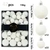 Nuevas bolas de Navidad flockadas de venta caliente Shein Temu transfronterizas, 42 piezas de terciopelo burdeos para decoración de Navidad en una caja