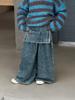 Jeans para Niños Otoño 2025 Nueva Moda Elegante Diseño Coreano Pantalones Largos con Bordado Real de Dos Piezas para Niños Pequeños