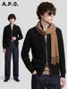 APO Ropa de Hombre Textura Transfronteriza Punto Pesado Americano Marca de Moda Cardigan con Cuello Alto Suéter de Manga Larga Holgado Abrigo