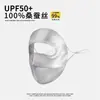 Mascarilla Protectora Solar de Seda de Morera para Mujer, Protector Solar de Cara Completa para Verano con Protección UV, Mascarilla de Hielo de Seda, Facekini con Protección Integrada para el Cuello