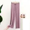 Calça Pantalona de Algodão Modal de Cintura Alta 2023 Feminina Primavera e Verão Solta Drapeada Reta Casual Afinando Pantalona Curta