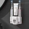 Soporte Eléctrico para Cepillos de Dientes para Parejas Colgador de Cepillos de Dientes Perezoso Automático Dispensador de Pasta de Dientes Montado en la Pared para Inodoro Soporte para Pasta de Dientes sin Perforación