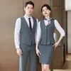 Nuevo Conjunto Profesional de Falda Chaleco Otoño 2026 para Mujer, Recepcionista de Hotel, Ropa de Trabajo Médico Estético, Traje de Chaleco Azul
