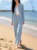 Moda Casual de Primavera 2026 para Mujer Conjunto de Color Sólido Chaqueta Cardigan Versátil Pantalones Rectos Conjunto de Dos Piezas