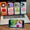 Soporte de espejo con pegatina de fruta se vuelve instantáneamente adecuado para el teléfono Apple 17 iphone 16promax funda arcoíris color caramelo