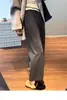 Pantalones blancos de lana cropped de pierna ancha para mujer, otoño e invierno, pantalones de chándal de cintura alta de pierna recta con caída, adecuados para personas petite