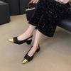 Sandálias Exquisitas de Salto Alto Fechadas no Dedo, Estilo Francês, Sapatos de Fada, Novo Estilo Primavera/Verão 2026, Sapatos Single Elegantes Inspirados na Chanel