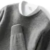 Suéter masculino de tricô gola redonda 100% caxemira, novo outono e inverno, cor sólida, pulôver, camisa base