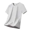 Conjunto de Manga Curta Plus Size de Seda Gelada Transfronteiriço para Homens, Camisa Fina Respirável Elástica de Toque Fresco para o Verão, Camiseta de Seda Gelada