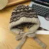 Bolsa Vintage, Chapéu Fair Isle Quente Protetor de Orelhas, Chapéu de Lã Tricotado, Balaclava Versátil para Outono e Inverno