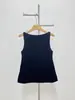 Design de nicho "Colete de Piquenique" elegante top sem mangas de ombro a ombro em linha A preto/branco