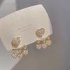 Aretes de Corazón de Diamantes Completos con Aguja de Plata S925 para Mujer 2025 Nuevos Aretes de Diseño Nicho de Lujo Ligero de Alta Gama de Moda para Mujer