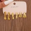 Set de Aretes Transfronterizos Europeos y Americanos Estilo Retro con Diseños Geométricos Florales y en Forma de Gota, Aretes de Botón Lisos Modernos y Creativos