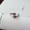 Caixa Surpresa ao Vivo Anel Aberto Vermelho Zircônia Resistente Luxuoso Bola Cintilante Anel de Empilhar Nicho High-End para Mulheres
