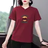 Camiseta de manga corta para mujer, estilo nuevo Verano 2026, corte holgado, adelgazante, cuello redondo, casual, talla grande, top que cubre la barriga, hombro normal