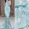 Saia de Tecido Satinado com Brilho Líquido de Água, Tecido de Vestido Refletivo Satinado de Seda Cristalina Sedosa, Tecido Rígido Azul Macaron para Vestido de Casamento