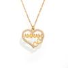 Collar de clavícula con letra en forma de corazón de piedra natural de dopamina de doble capa Enigma, acero inoxidable de lujo ligero, joyería transfronteriza europea y americana.