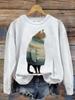 Sudadera con capucha de invierno para mujer, estilo independiente de comercio exterior 2024, con estampado de gato, cuello redondo