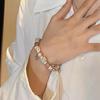 Pulsera de Cerámica Literaria Estilo Chino para Mujer, Cuentas de Madera Retro Estilo Étnico, Pulsera Estilo Antiguo, Diseño de Nicho Pulsera para Pareja Mejor Amiga