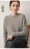 Suéter Feminino 100% Caxemira Pura Outono/Inverno Novo Gola Redonda Borda Enrolada Manga Longa Pulôver Malha Fashionável Camada Base Suéter