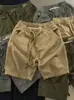 Shorts Casuais de Workwear Lavado Estilo Popular Transfronteiriço para Homens, Verão, Cintura Elástica Fina, Tamanho Grande, Corte Reto Solto, Calças de Cinco Pontos