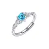 Anillo de Corazón con Circonita de Nuevo Estilo Europeo y Americano para Mujer, Anillo Abierto de Hoja Versátil de Moda, Anillo de Dedo con Sentido de Diseño de Nicho