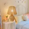 Lámpara de mesa de noche, Lámpara de mesa de noche tejida a mano para dormitorio, Lámpara de mesa decorativa enchufable, Lámpara de mesa de cuerda de cáñamo estilo chino transfronteriza