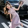 Novo Vestido Chinês para Meninas, Novo Vestido Longo de Verão, Cheongsam Infantil Pequeno, Médio e Grande, Vestido Casual Fino, Estilo Nacional para Meninas