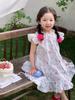 Vestido floral dulce para niña, verano 2025, nuevo vestido de algodón para bebé de estilo occidental de primavera para niña.