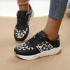 Cross2026 Primavera Nuevo Mocasines Casuales Estampado de Leopardo Mujer Planos con Cordones Comercio Exterior Talla Grande Zapatos Casuales Deportivos Talla 43