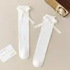Calcetines para niñas, nuevo producto otoño 2026, calcetines largos para niños, calcetines de media pantorrilla para bebé, calcetines apilados con encaje de lazo de princesa
