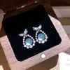 Brisa Noturna do Mar Azul! Brincos Redondos de Zircônia Cauda de Peixe, Modernos, Simples, Versáteis, Luxo Leve, Brincos de Alta Qualidade para Atacado