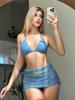 2025 Europa y Estados Unidos comercio exterior transfronterizo Amazon tendencia estampado cuello halter sexy bikini dividido encaje aguas termales