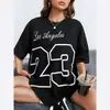 Camiseta Estampada de Algodão Los Angeles 23 Original Solta e Confortável Camisa Pessoal Casual Macia Camiseta Top Moda Estética