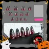 24 Piezas de Halloween Nuevo Degradado Rojo Oscuro Polvo Suelto Uñas Portátiles Hechas a Mano Telaraña Almendra Parches de Manicura Venta al por Mayor