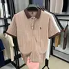 Suéter de Punto de Manga Corta para Hombre con Bordado Jacquard, Nuevo Estilo Coreano de Moda para Hombres de Mediana Edad, Verano 2026
