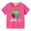 Ropa infantil Among Us camiseta de verano de manga corta para niños y niñas camiseta básica de dibujos animados camiseta de manga corta para bebé top de moda