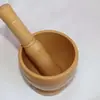 Pilão de alho manual para uso doméstico, almofariz de alho tradicional, pote de moagem de bambu, moedor de pasta de gengibre e alho, moedor de ervas medicinais, ferramenta de moagem