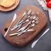 Garfo de fruta de aço inoxidável doméstico criativo palito de fruta faca garfo de bolo de lua garfo de bolo garfo de dois dentes conjunto de palito de bolo