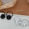 Estilo Francês Suave e Preguiçoso Tecido de Cetim Bolinhas Rosa DIY Laço de Cabelo Feito à Mão Presilha de Cabelo Flor de Tecido Bolinhas Preto e Branco