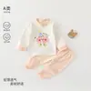 Ropa de Otoño Clase A para Bebé Conjunto de Pantalones de Otoño Bebé Algodón Puro Recién Nacido Sin Hueso Estampado de Dibujos Animados Ropa Interior de Capa Base para las Cuatro Estaciones